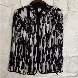 Black White Sparkly collared zip dress jacket